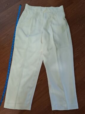 Women’s Cream High-Waist Pleated Trousers (Mis335)